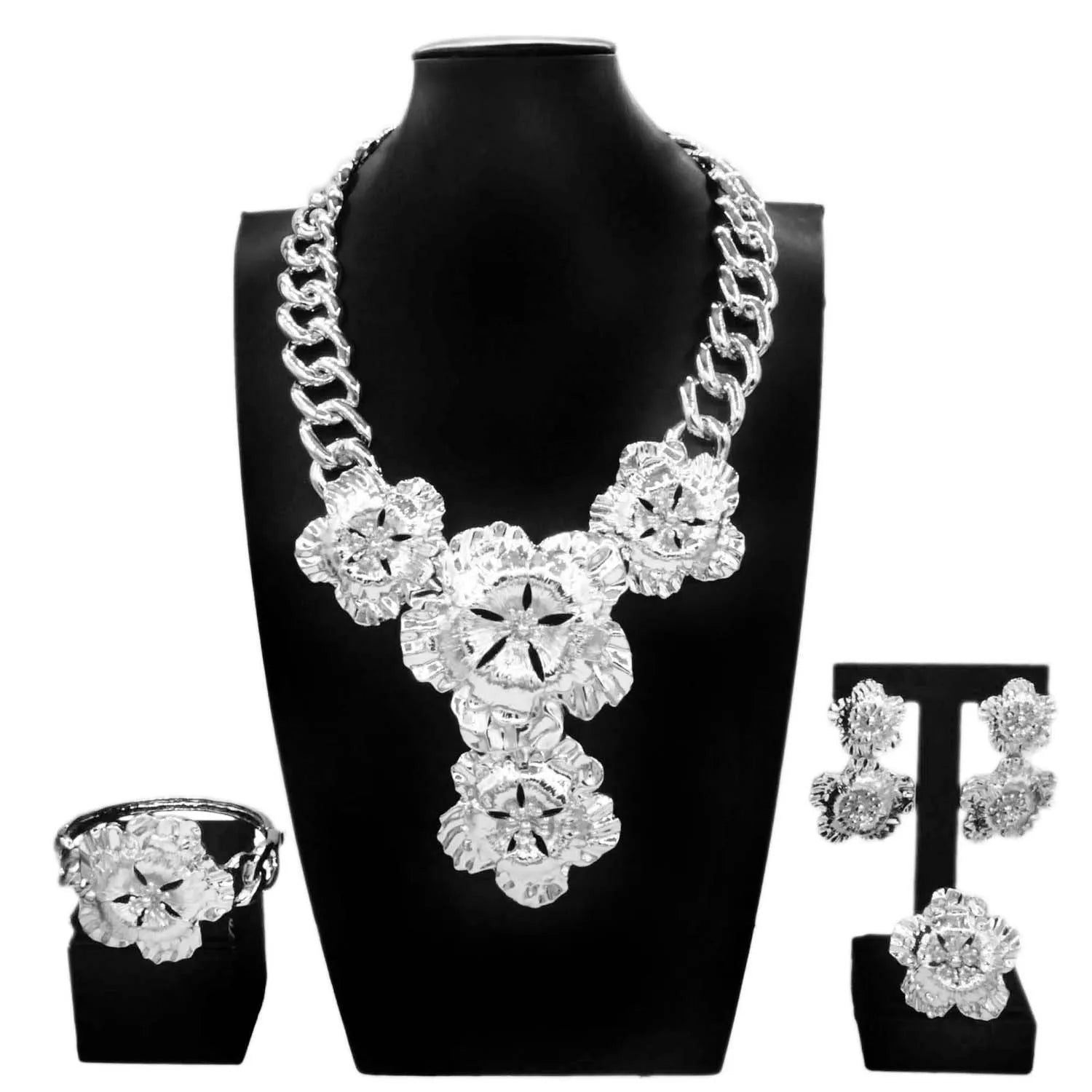 Fashion Women Necklace Jewelry Set Wedding Party Jewelry Dubai Gold Plated Earrings Bracelet Italian Designer Styles
