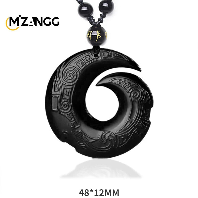 Natural Black Obsidian Lucky Amulet Necklace Pendant Men and Women Holiday Gift Men and Women Necklace
