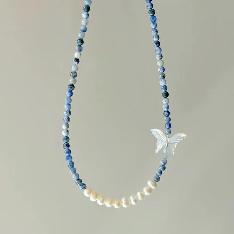 New Arrival Sweet Butterfly Natural Freshwater Pearl 925 Sterling Silver Female Jewelry Set For Women Necklace Bracelet Gifts