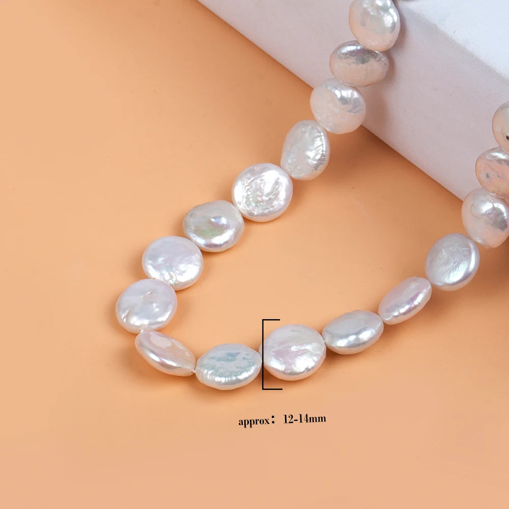 High Quality Coin Full Pearls Strand 1 Piece Natural Freshwater White Loose Pearl for DIY Jewelry Making Supplies Women Necklace