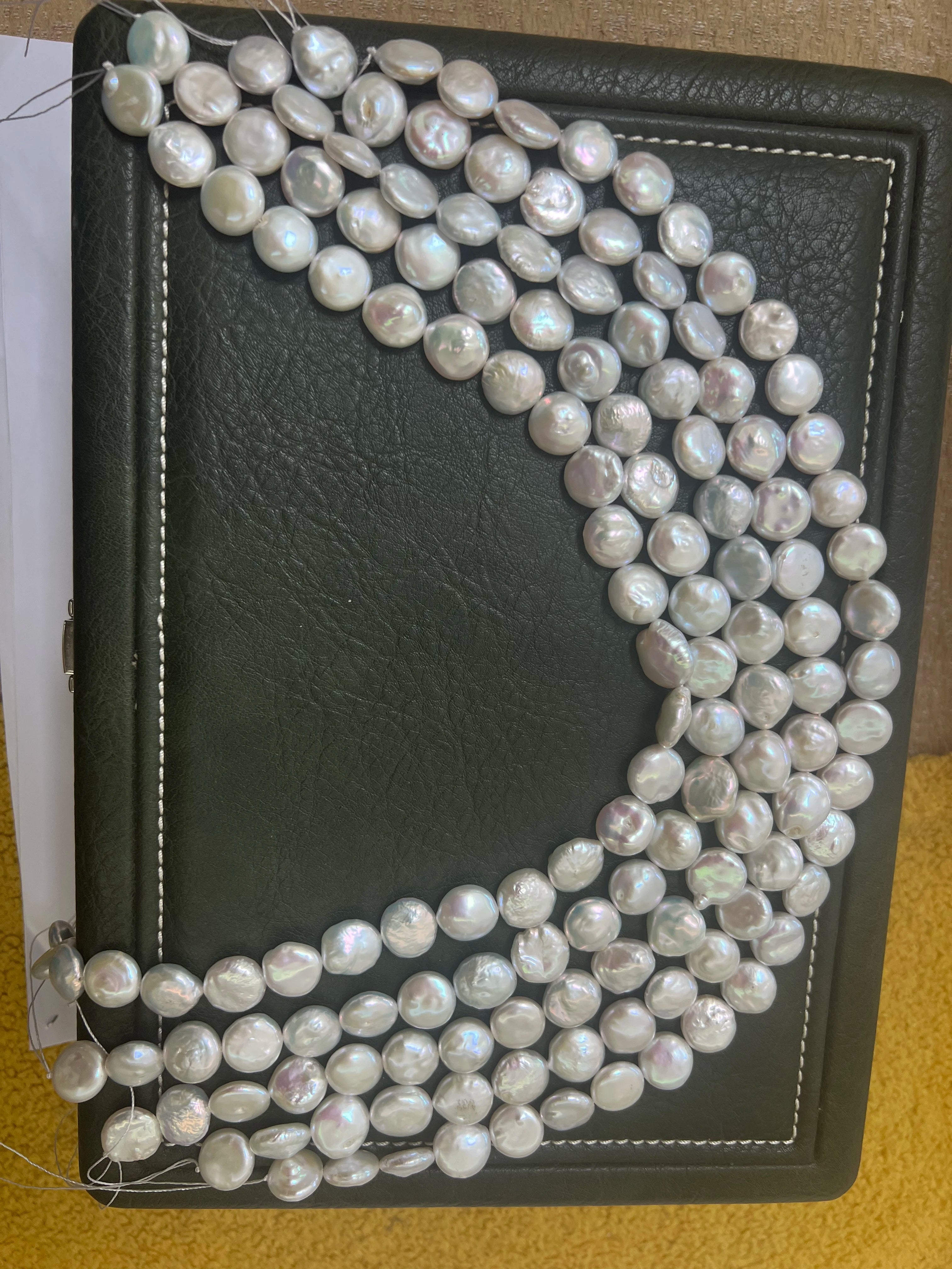 High Quality Coin Full Pearls Strand 1 Piece Natural Freshwater White Loose Pearl for DIY Jewelry Making Supplies Women Necklace