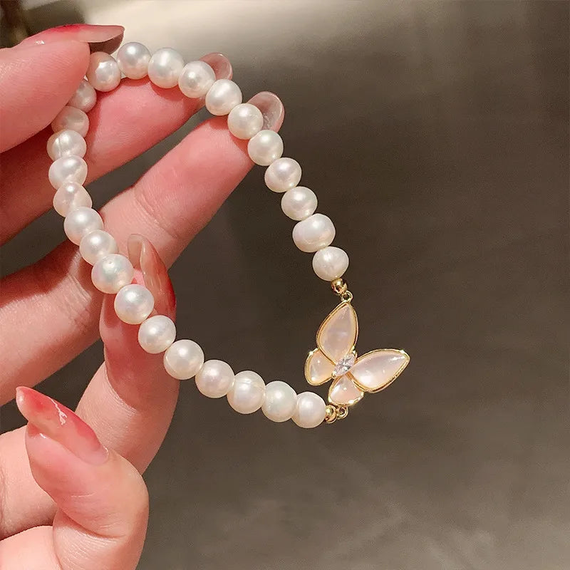 High Quality Natural Freshwater Pearl Sweet Butterfly Design 14K Gold Filled Female Jewelry Sets Women Necklace Bracelet Gifts