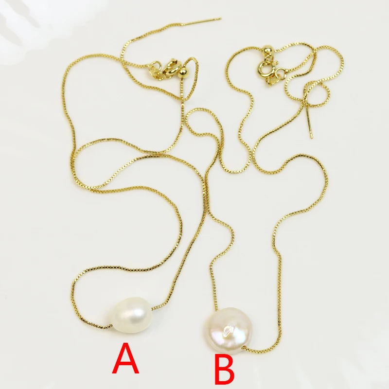 Box Chain Necklace Natural Pearls pendant necklace  long necklace Elegant jewelry Women necklace 90088