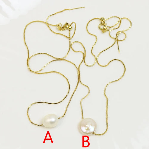 Box Chain Necklace Natural Pearls pendant necklace  long necklace Elegant jewelry Women necklace 90088