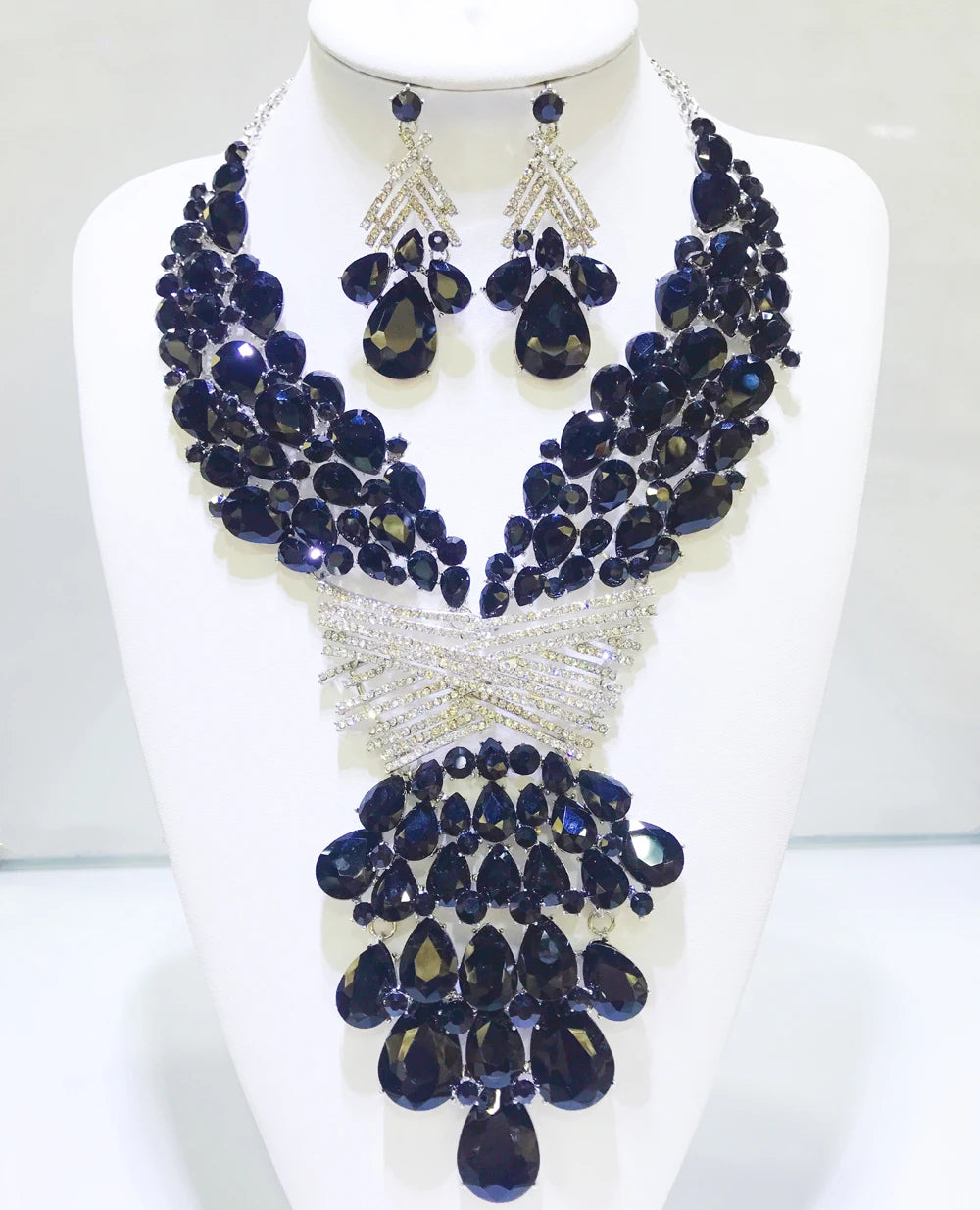 Jewelry Sets Multicolor Bridal Wedding Big Crystal Dubai Gold Color Jewelry Sets For Women Necklace Earrings