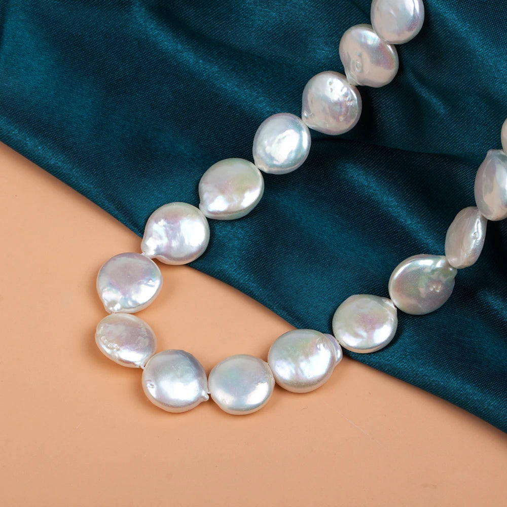 High Quality Coin Full Pearls Strand 1 Piece Natural Freshwater White Loose Pearl for DIY Jewelry Making Supplies Women Necklace