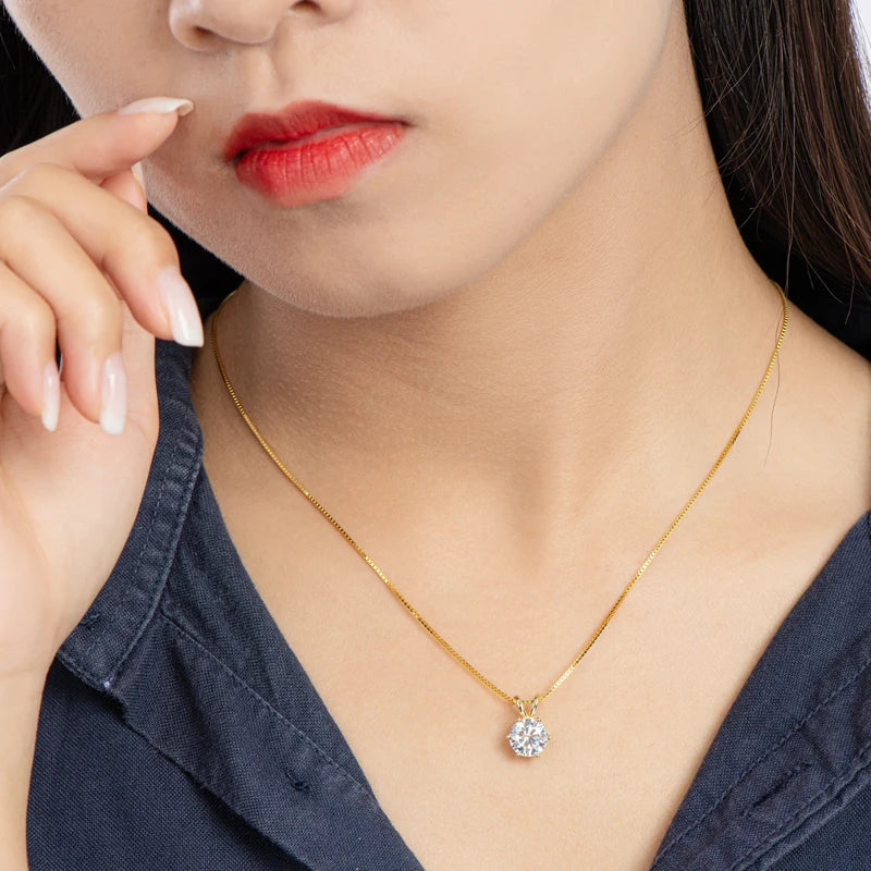 2026 DJMAX Moissanite Pendant Women Necklace Luxury Gold Necklace, 100% Real Original 925 Sterling Silver  Necklace For Women