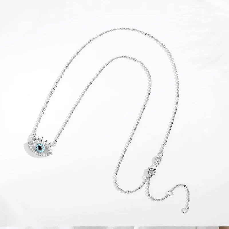 KALETINE Fashion Evil Eye women Necklace 925 Sterling Silver Blue Eye Clavicle Chain Necklace Accessories Jewelry Adjustable