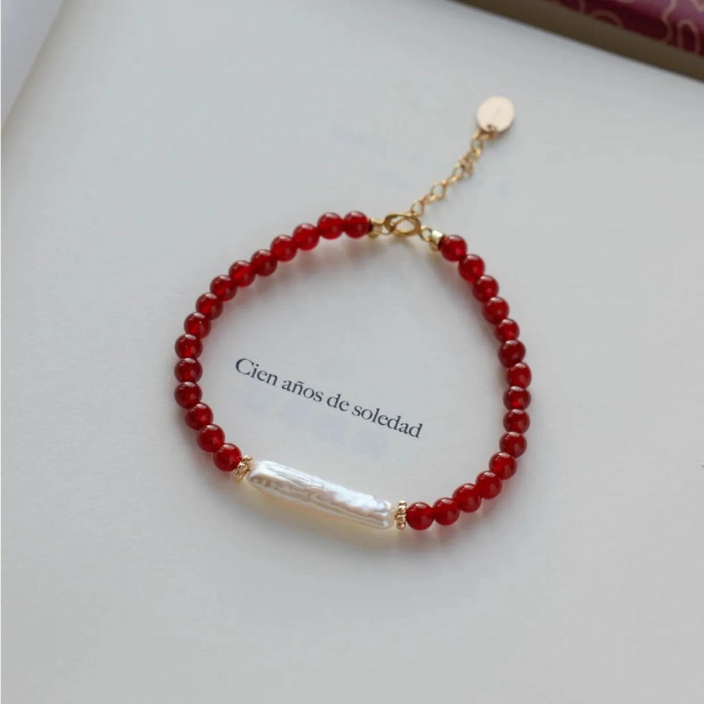 New Arrival Natural Freshwater Pearl & Red Agate 14K Gold Filled Female Jewelry Sets For Women Necklace Bracelet Birthday Gifts