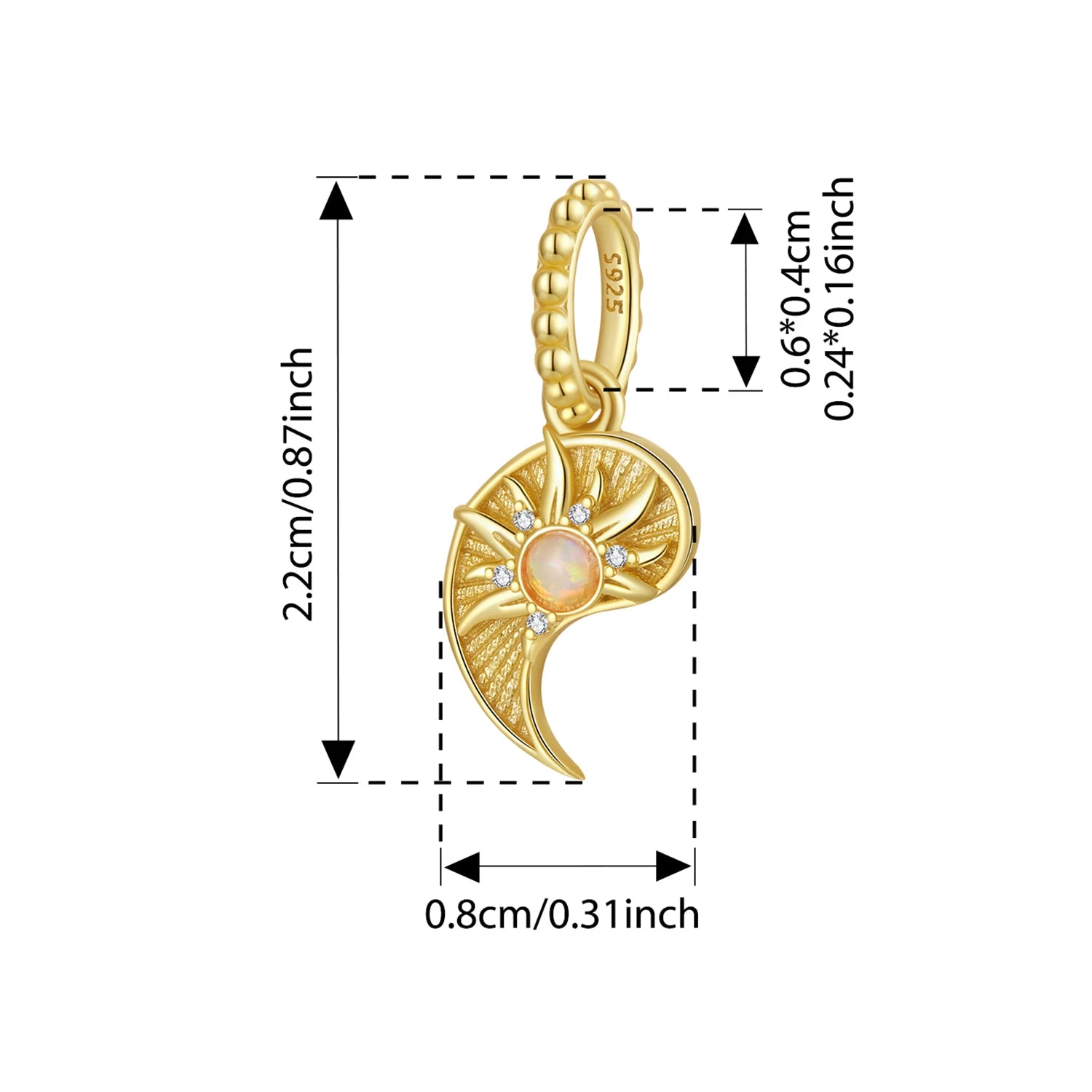 BAMOER 925 Sterling Silver Two-tone Pendant Detachable Taiji-Bagua Beads for Women Necklace DIY Guarding Jewelry Accessories