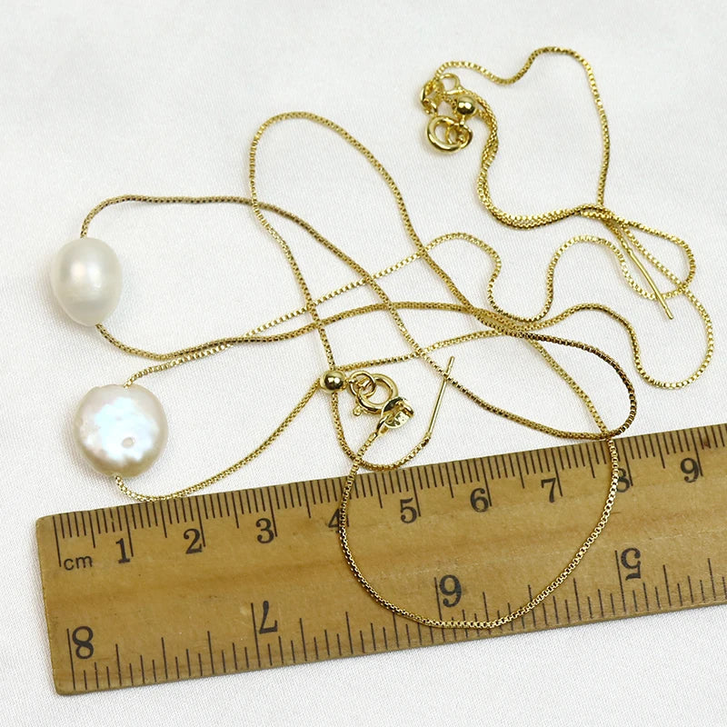 Box Chain Necklace Natural Pearls pendant necklace  long necklace Elegant jewelry Women necklace 90088