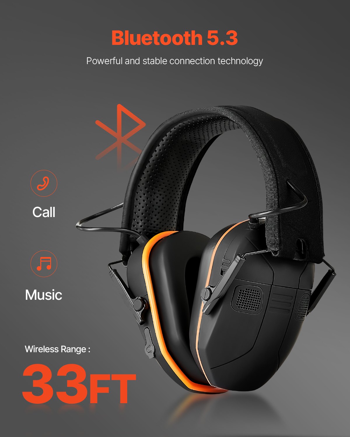 Safety Earmuffs Bluetooth Hearing Protection Ear Muffs Noise Reduction NRR23dB,Bluetooth Headphones Earmuffs