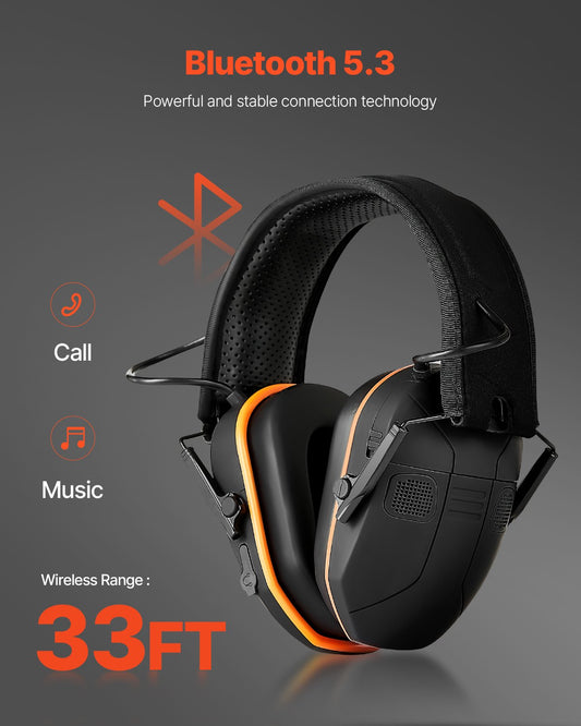 Safety Earmuffs Bluetooth Hearing Protection Ear Muffs Noise Reduction NRR23dB,Bluetooth Headphones Earmuffs