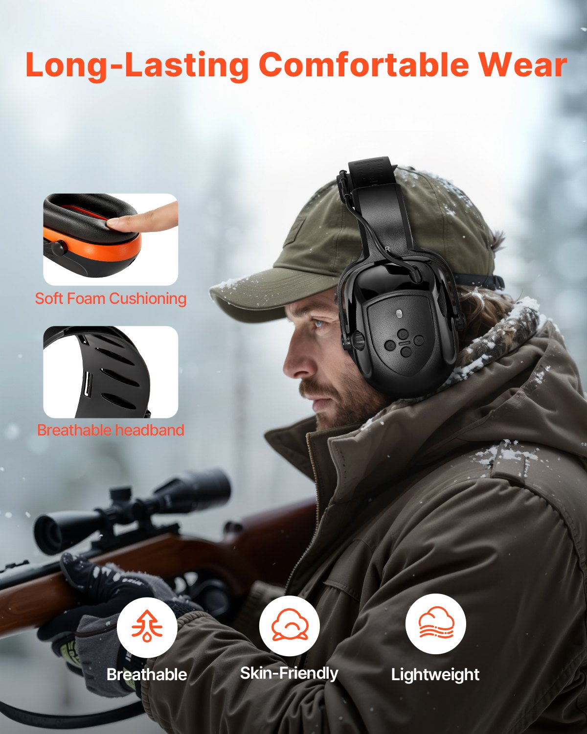 Safety Earmuffs Bluetooth Hearing Protection Ear Muffs Noise Reduction NRR24dB,Bluetooth Headphones Earmuffs