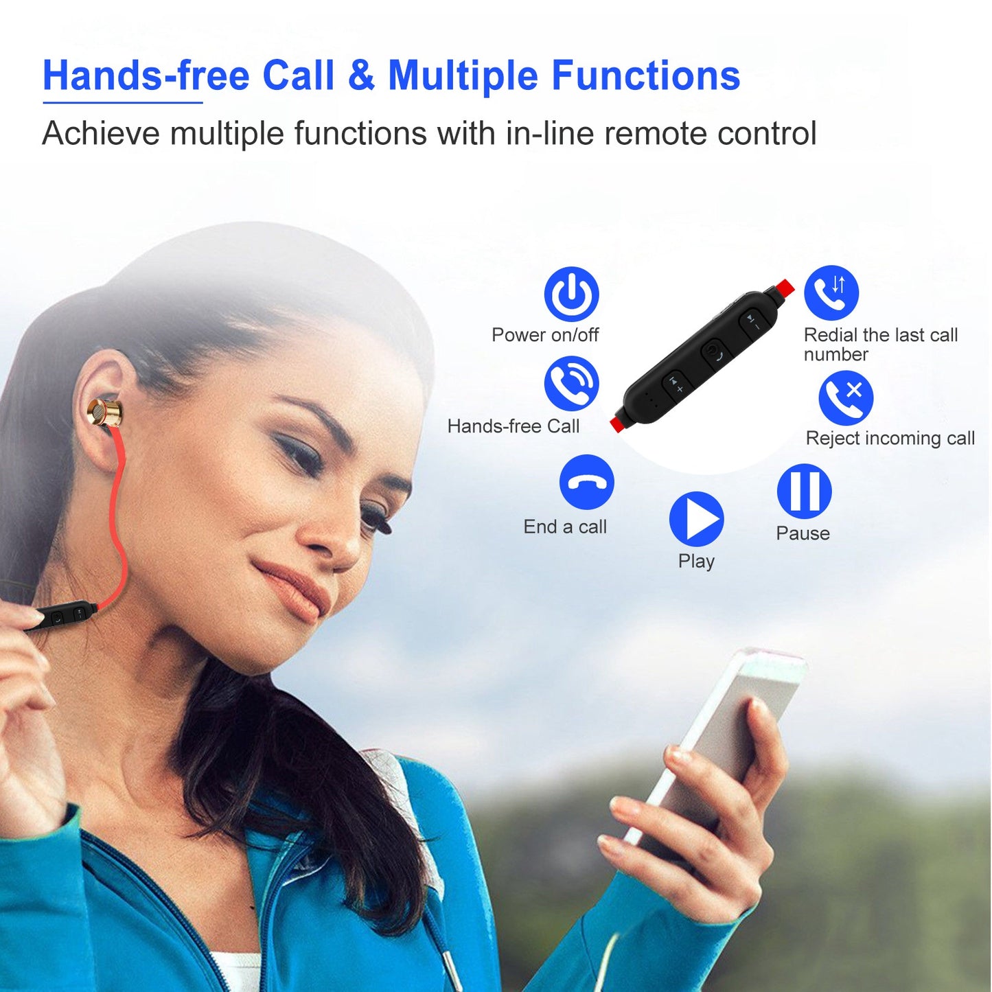 Sport Headsets Wireless V4.1 In-Ear Stereo Headphones Sweat-proof Running Earphones With Mic Hands-free