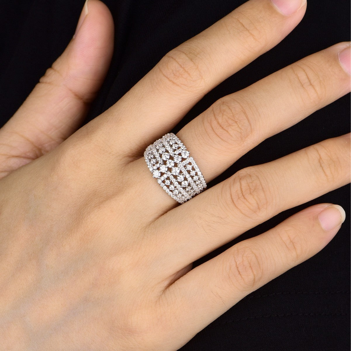 Fully Paved Wide Band Ring For Men And Women