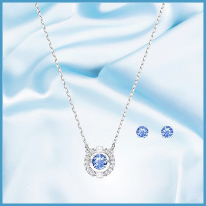 Pulsating Heart" Blue Vibrant Crystal Necklace