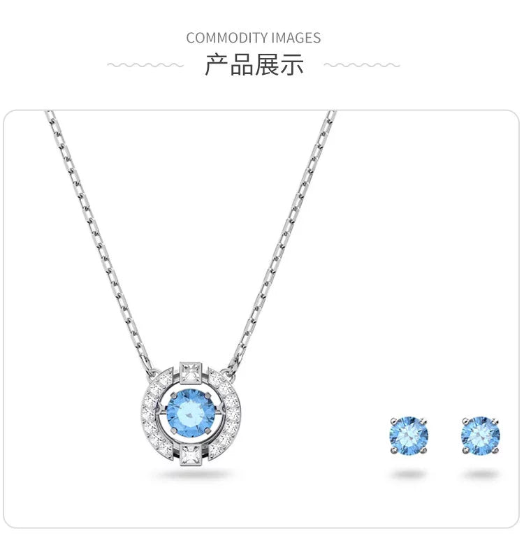 Pulsating Heart" Blue Vibrant Crystal Necklace