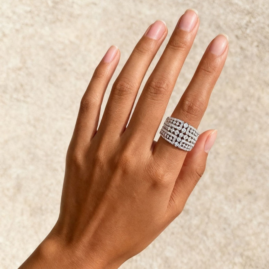 Fully Paved Wide Band Ring For Men And Women
